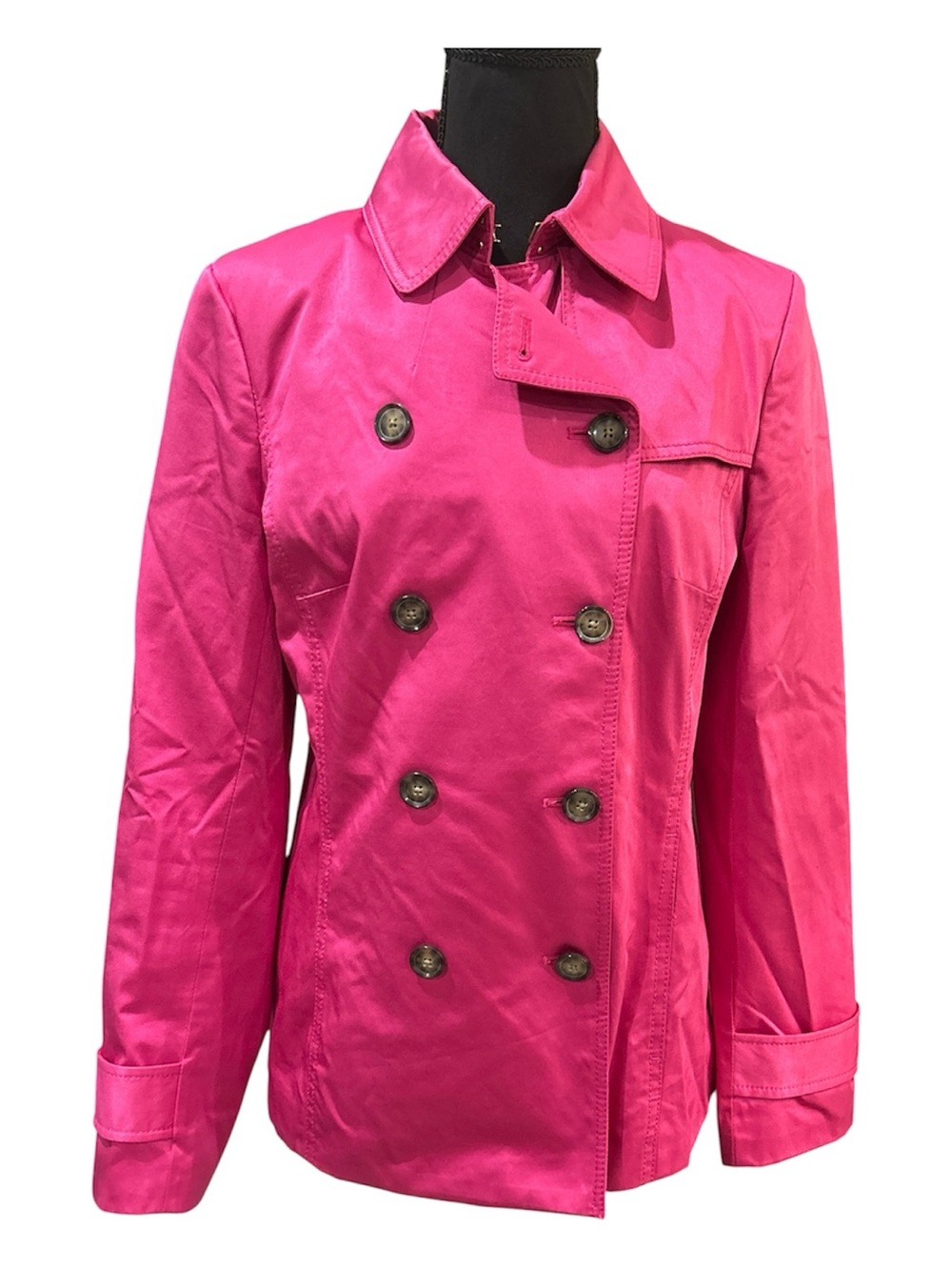 Banana Republic Double Breasted Fuschia Pink Short Trench Jacket Size Medium